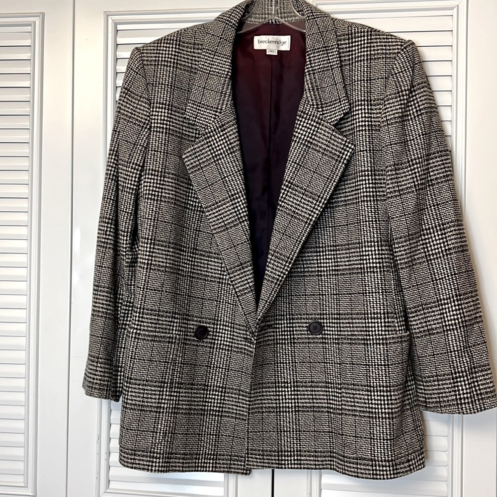 Breckenridge Vintage Oversized
Checked Blazer doble breast  plaids Wool …‎